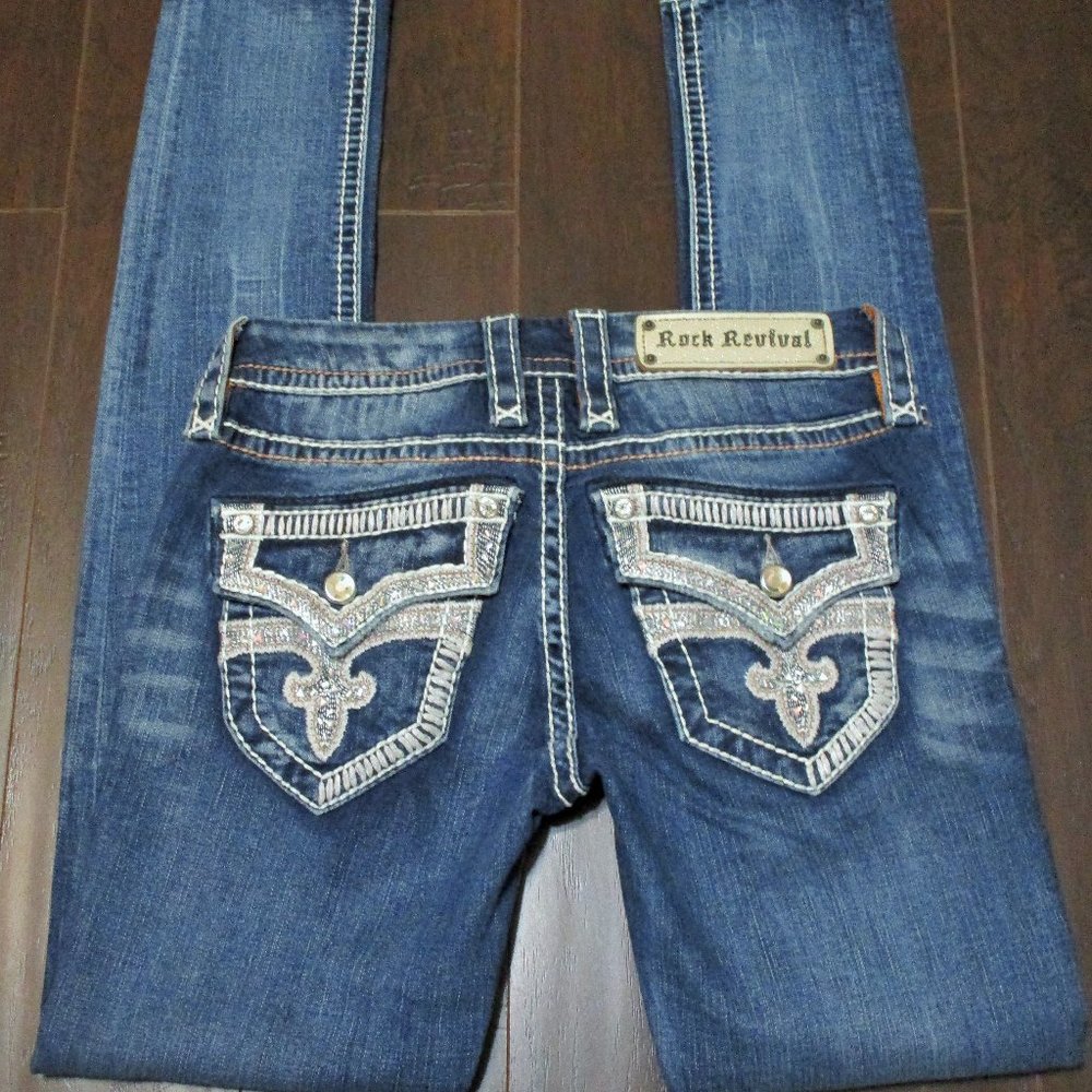 Rock Revival Jen embellished Skinny Jeans Sz 26 LN